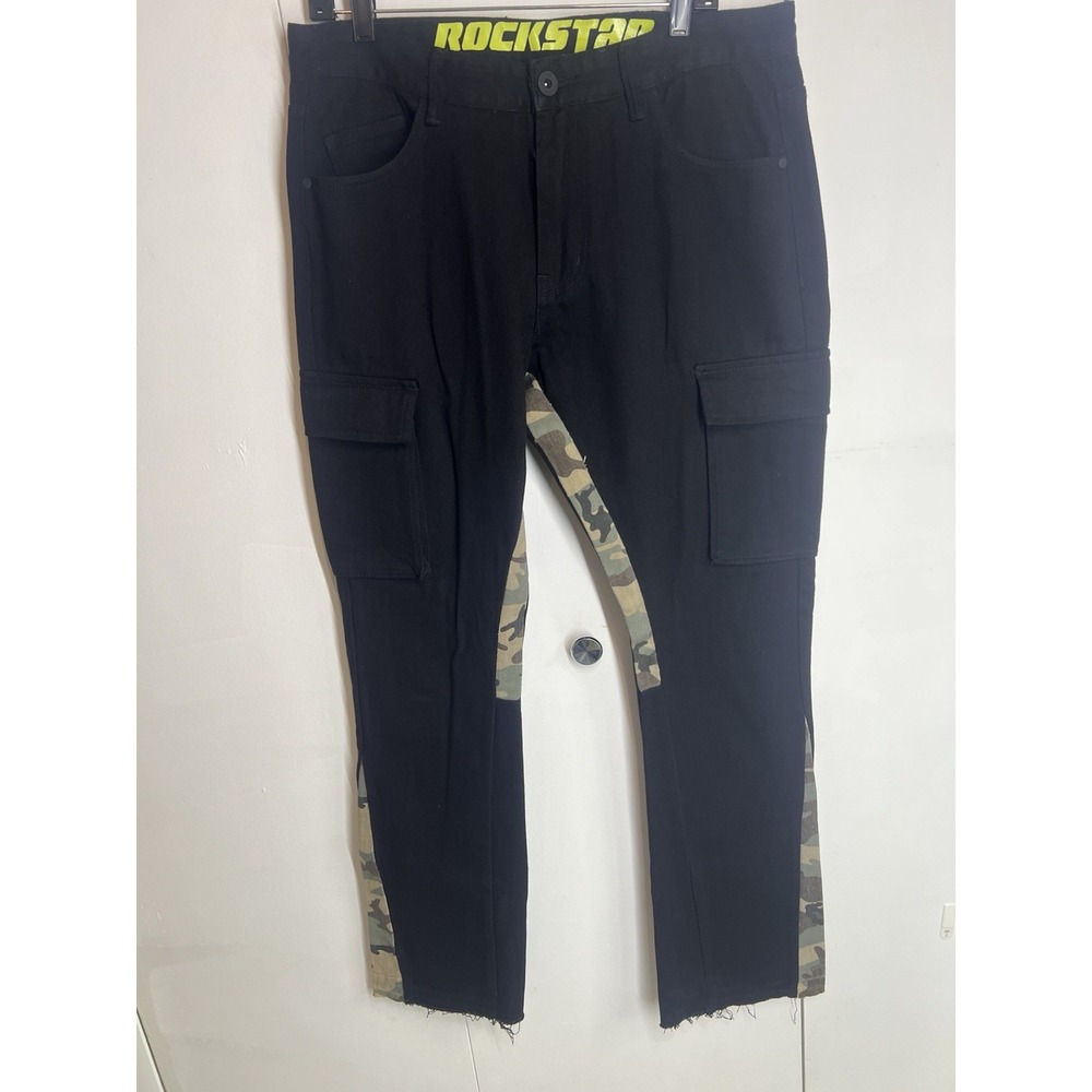 rockstar original Cargo jeans Camo Size 34 Black Flare